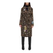 Moschino Leopardmönstrad Maxi Kappa Brown, Dam