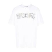 Moschino Herr Logotyp Broderad T-Shirt White, Herr