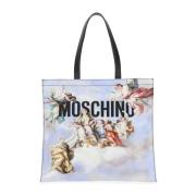 Moschino Tryckt tygkasse Blue, Dam