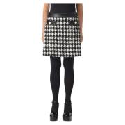 Moschino Houndstooth Bouclé Kjol White, Dam