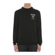 Moschino Svart Ull Crewneck Sweatshirt med Ikoniskt Logotyp Black, Her...
