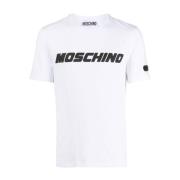 Moschino Vit Logo-Print Bomull T-Shirt White, Herr