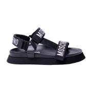 Moschino Logo Platta Sandaler Black, Dam