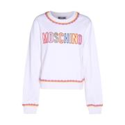 Moschino Vit Orange Sweatshirt med Broderad Logotyp White, Dam