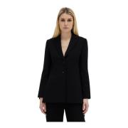 Moschino Elegant Lång Blazer med Höga Sidoslitsar Black, Dam