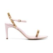 Moschino Rosa Logo-Bokstav Lädersandaler Pink, Dam