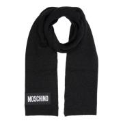 Moschino Enfärgad Cashmere Scarf med Logo Black, Herr