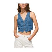 Pepe Jeans Sleeveless Tops Blue, Dam