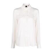 Pinko Silk Jacquard Logo Skjorta White, Dam