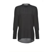 Pinko Stilren Crepe de Chine Blus Black, Dam