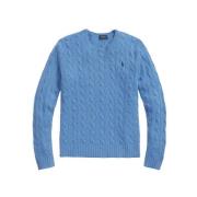 Polo Ralph Lauren Julianna Torsadé Stickad Cashmere Tröja Lake Blue Bl...