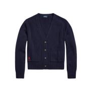 Polo Ralph Lauren Cashmere Ull Cardigan med Polo Player Brodyr Blue, D...