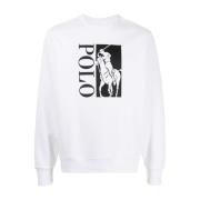 Ralph Lauren Stor Pony Logo Sweatshirt White, Herr