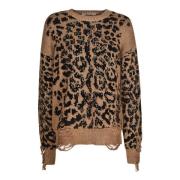 Roberto Cavalli Rundhalsstickat Brown, Dam