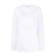 Stella McCartney Vit Rhinestone Logo Sweatshirt White, Dam