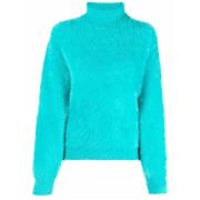 Stella McCartney Blå Faux-Fur Roll-Neck Jumper-40 Blue, Dam