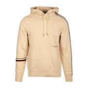 Tommy Hilfiger Vit huvtröja i bomull med varumärkeslogotyp Beige, Herr