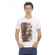 Trussardi Vit Bomull T-Shirt med V-Hals White, Herr