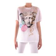 Versace Vit Bomull T-shirt Outlet Prissättning White, Dam