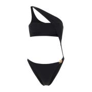 Versace Svart stretch nylon trikini Black, Dam