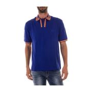 Versace Stilig Polo Skjorta Blå Orange Blue, Herr