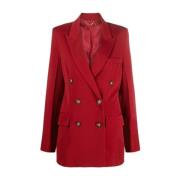 Victoria Beckham Röd dubbelknäppt blazer Red, Dam