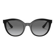 Vogue Runda Cat-Eye Solglasögon för Kvinnor Black, Dam