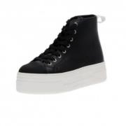 Armani Exchange Svarta Läderhöga Sneakers Black, Herr