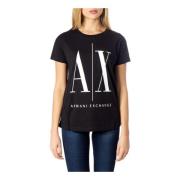Armani Exchange Tryckt Dam T-shirt Black, Dam
