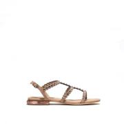 ASH Beige Läder Sandal med Pärldekoration Beige, Dam