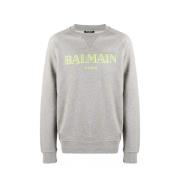 Balmain Oversized Logo Crewneck Sweatshirt Gray, Herr
