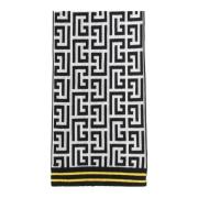 Balmain Wool and cashmere scarf with monogram pattern Multicolor, Herr