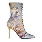 Balmain Uria ankle boots in Sky print leather Multicolor, Dam