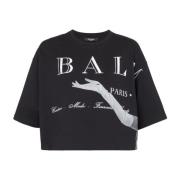 Balmain Kortärmad T-shirt med Jolie Madame-tryck Black, Dam