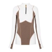 Balmain ini monogram teknisk topp Brown, Dam