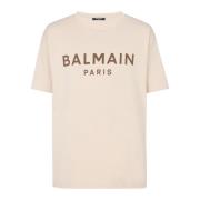 Balmain T-shirt med Paris-tryck Beige, Herr