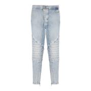 Balmain Ribbad bomull slim-fit jeans Blue, Herr