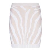 Balmain Zebra stickad kort kjol White, Dam