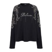 Balmain Tröja med signaturkedja broderi Black, Herr