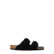 Birkenstock Shearling Sandaler Black, Dam