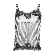 Dolce & Gabbana Ärmlös Zebra Top White, Dam