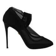 Dolce & Gabbana Svarta Tulle Stretch Stövlar Pumps Skor Black, Dam