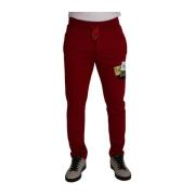 Dolce & Gabbana Röda Bomulls Logo Patch Joggingbyxor Red, Herr