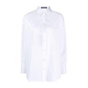 Dolce & Gabbana Vit Stretchbomullsskjorta med Spetsig Krage White, Dam