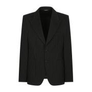 Dolce & Gabbana Svart Randig Enkelknäppt Blazer Black, Herr