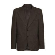 Dolce & Gabbana Brun Rutig Stickad Blazer Brown, Herr