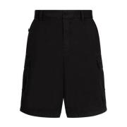 Dolce & Gabbana Svarta Logo-Plaque Cargo Shorts Black, Herr