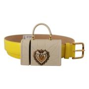 Dolce & Gabbana Gul Läder Devotion Heart Mikro Väska Hörlursbälte Yell...