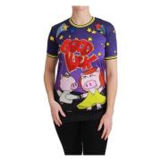 Dolce & Gabbana Lila Året för Grisen Bomull T-shirt Purple, Dam