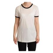 Dolce & Gabbana Vit prickig crewneck bomull T-shirt White, Dam